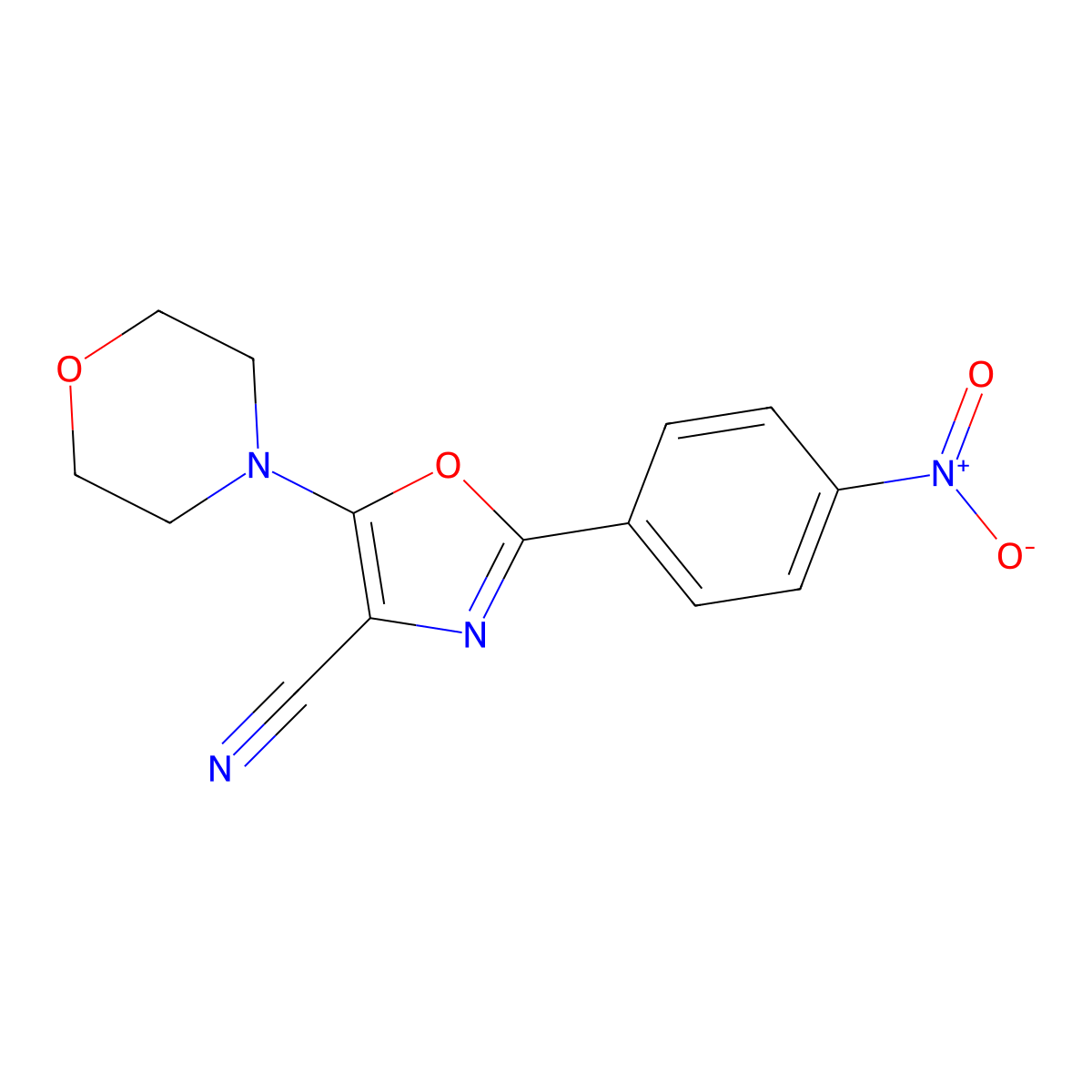 5-Morpholin-4-yl-2-(4-nitrophenyl)-1,3-oxazole-4-carbonitrile molecular structure, CAS 201992-48-5