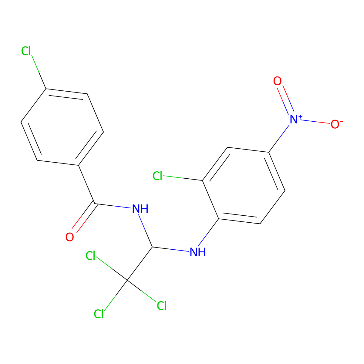 4-chloro-N-(2,2,2-trichloro-1-{2-chloro-4-nitroanilino}ethyl)benzamide molecular structure, CAS 201993-05-7