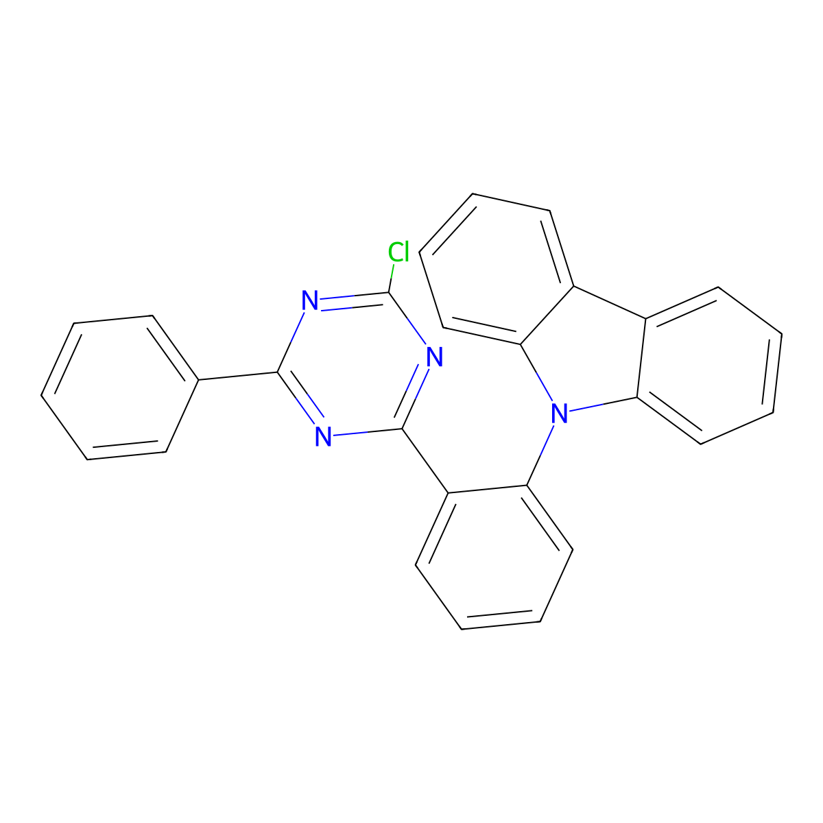 9-(2-(4-Chloro-6-phenyl-1,3,5-triazin-2-yl)phenyl)-9H-carbazole molecular structure, CAS 2019977-51-4