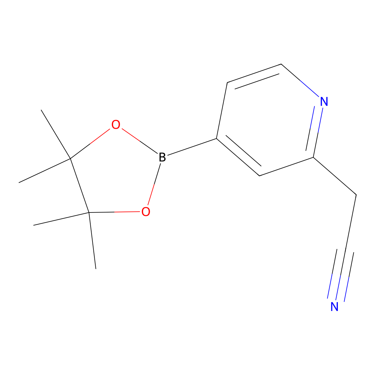 2-(4-(4,4,5,5-Tetramethyl-1,3,2-dioxaborolan-2-yl)pyridin-2-yl)acetonitrile molecular structure, CAS 2019997-20-5