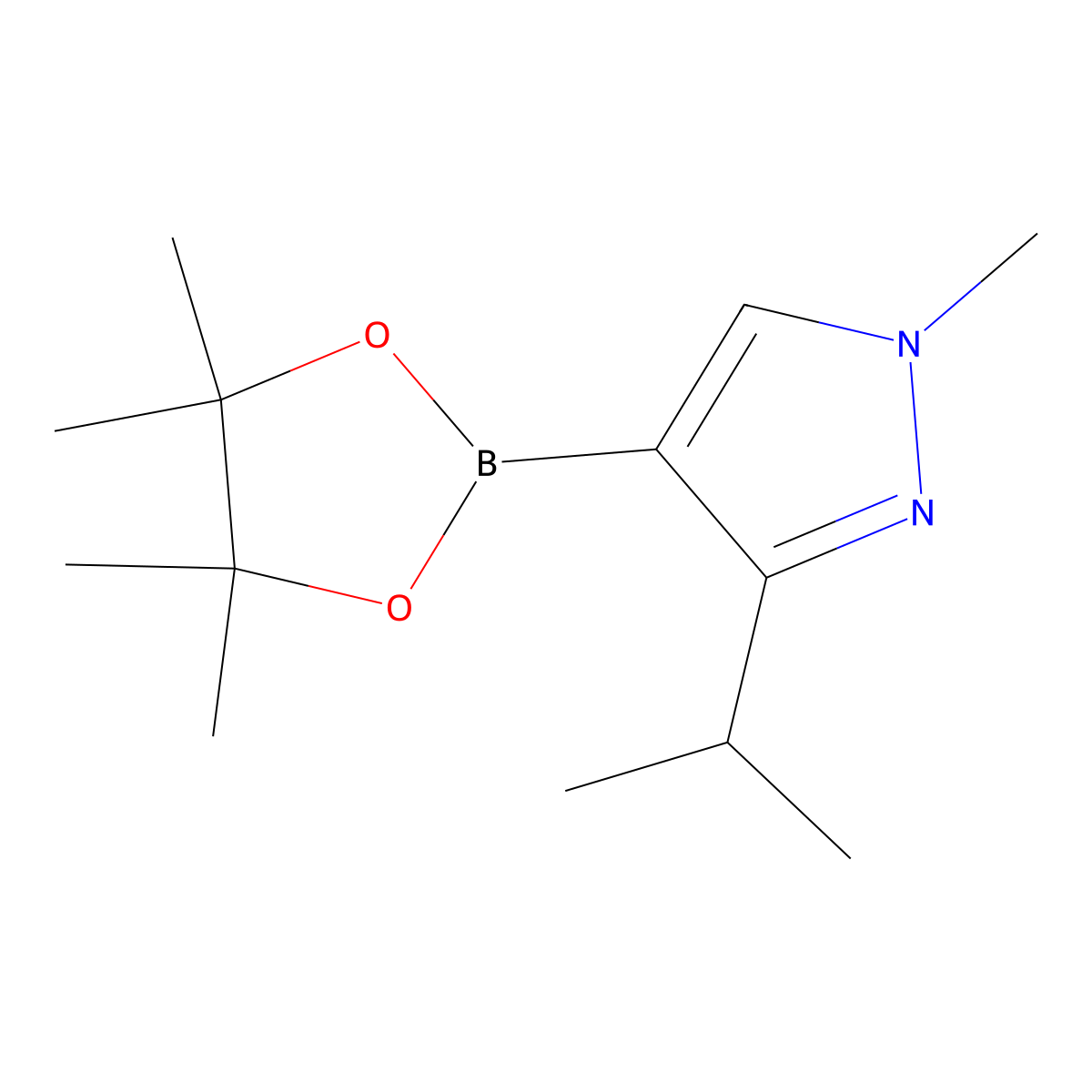 1-methyl-3-(propan-2-yl)-4-(tetramethyl-1,3,2-dioxaborolan-2-yl)-1H-pyrazole molecular structure, CAS 2019997-39-6