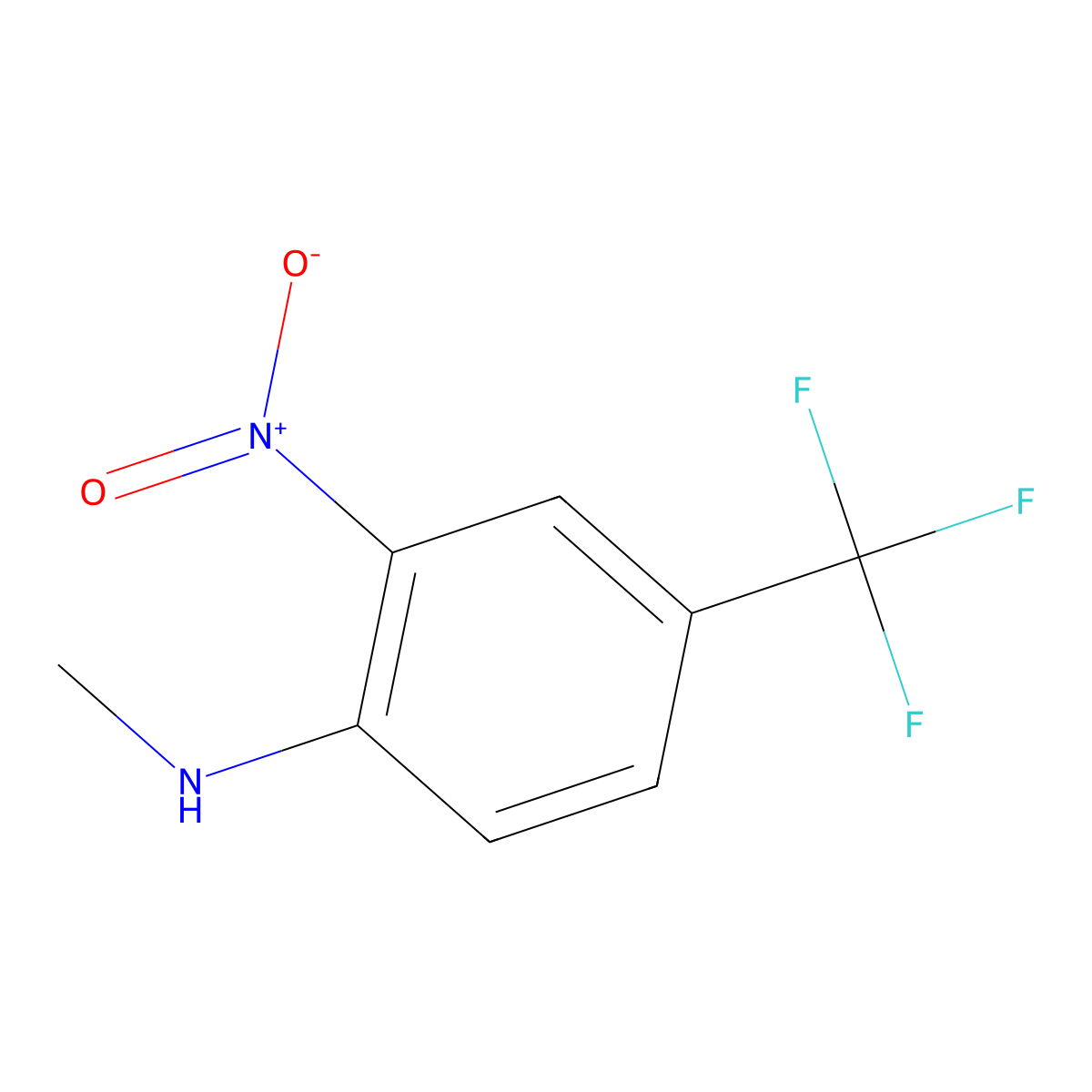 Benzenamine, N-methyl-2-nitro-4-(trifluoromethyl)- molecular structure, CAS 20200-22-0