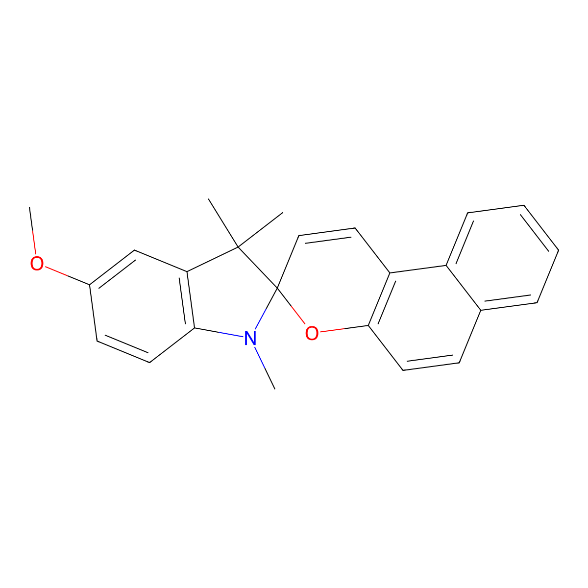5-Methoxy-1,3,3-trimethylspiro(indoline-2,3'-(3H)naphtho(2,1-b)pyran) molecular structure, CAS 20200-59-3