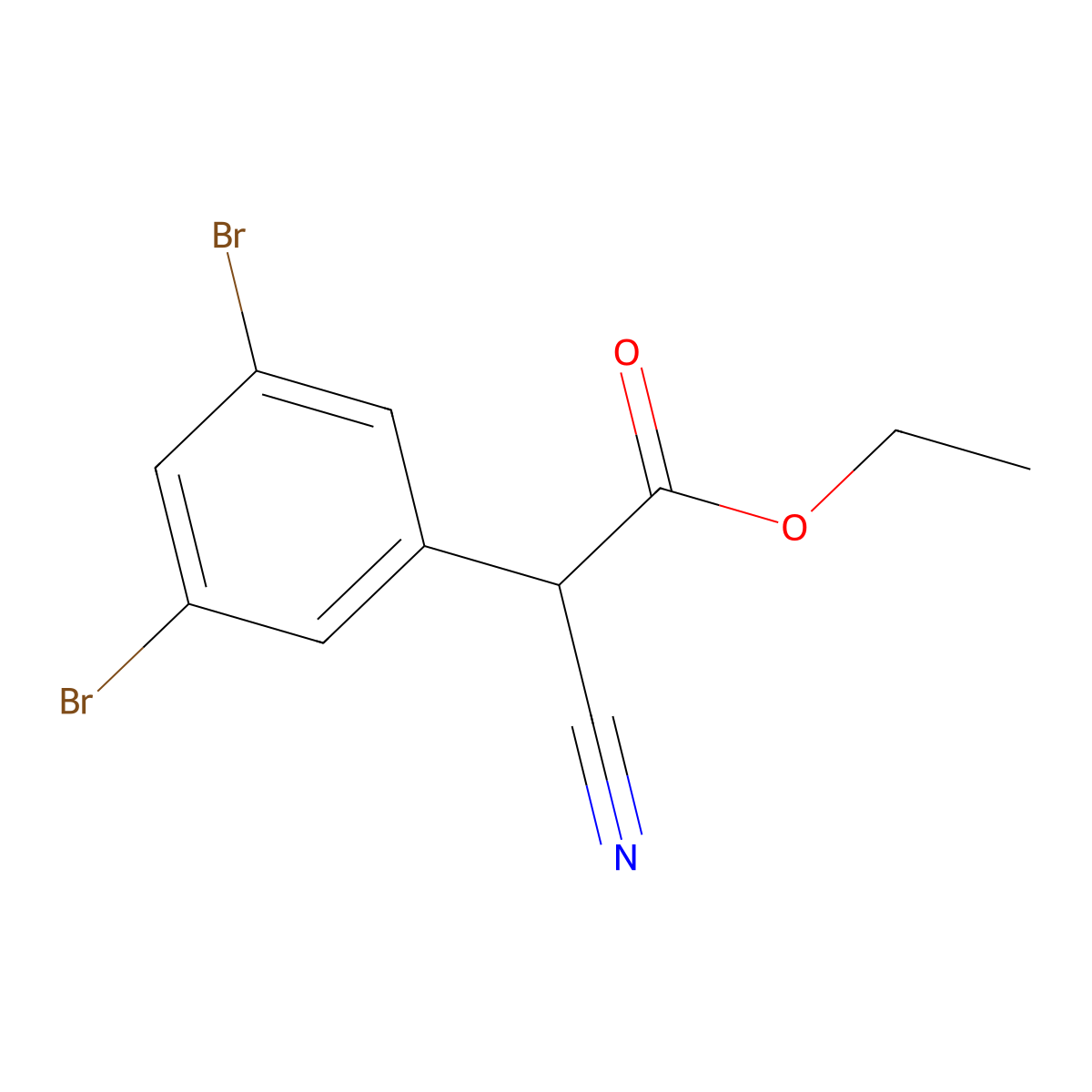 Ethyl 2-cyano-2-(3,5-dibromophenyl)acetate molecular structure, CAS 202000-93-9