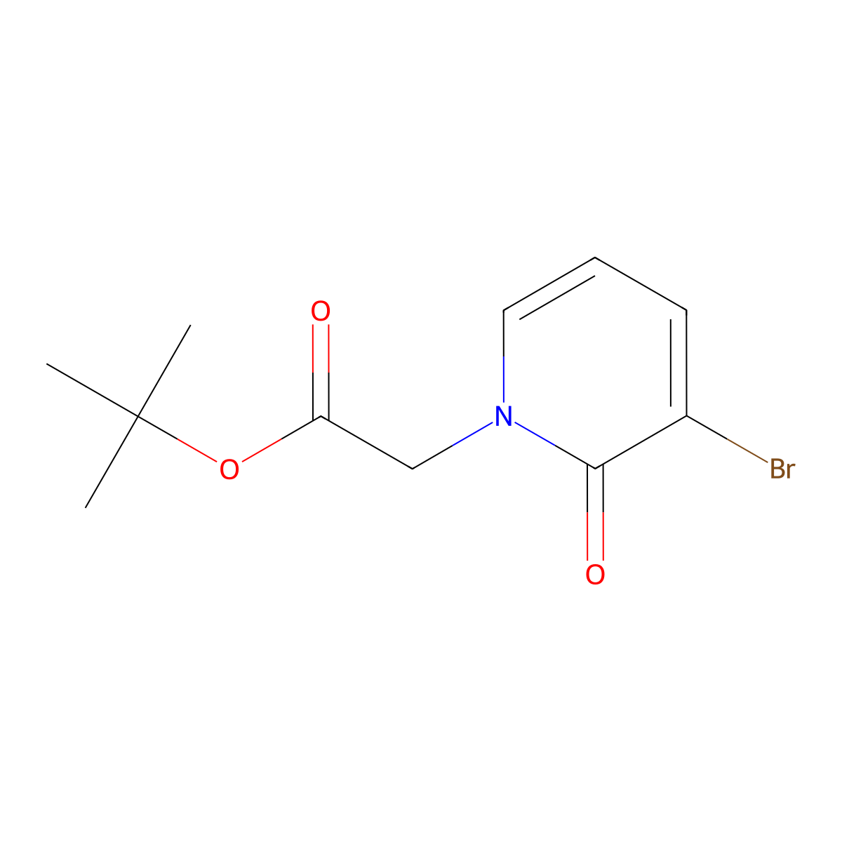 Tert-butyl 2-(3-bromo-2-oxo-1,2-dihydropyridin-1-yl)acetate molecular structure, CAS 2020000-37-5