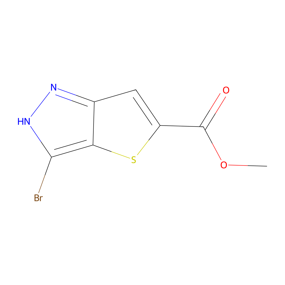 Methyl 3-bromo-1H-thieno[3,2-c]pyrazole-5-carboxylate molecular structure, CAS 2020003-64-7
