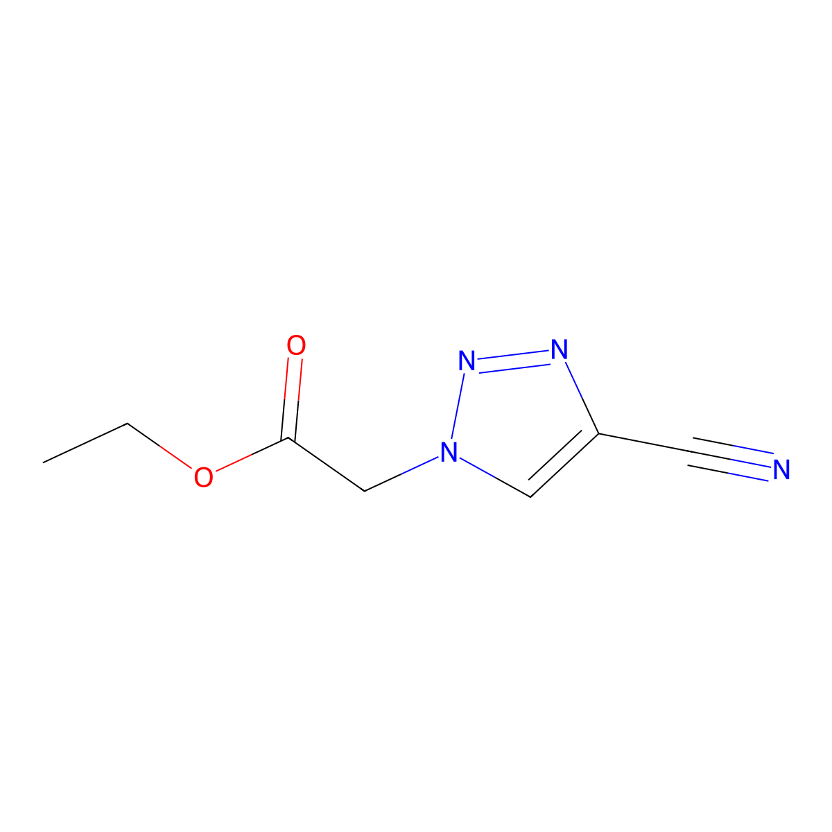 ethyl 2-(4-cyano-1H-1,2,3-triazol-1-yl)acetate molecular structure, CAS 202003-10-9