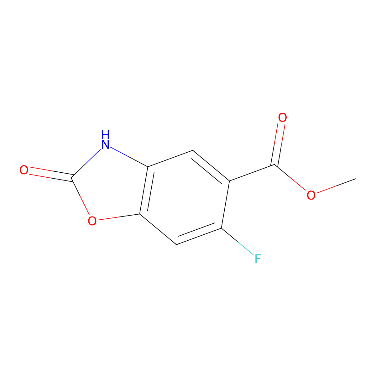 Methyl 6-fluoro-2-oxo-3H-1,3-benzoxazole-5-carboxylate molecular structure, CAS 2020030-88-8