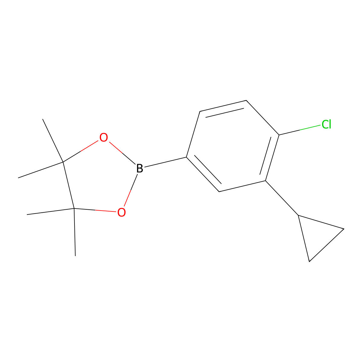 2-(4-Chloro-3-cyclopropylphenyl)-4,4,5,5-tetramethyl-1,3,2-dioxaborolane molecular structure, CAS 2020084-22-2