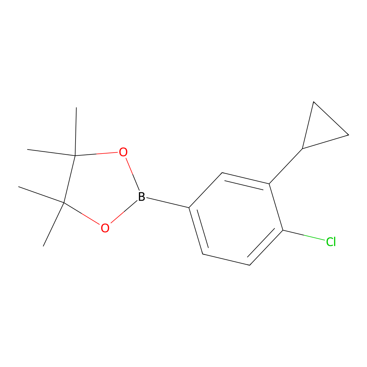 2-(4-Chloro-3-cyclopropylphenyl)-4,4,5,5-tetramethyl-1,3,2-dioxaborolane molecular structure, CAS 2020084-22-2