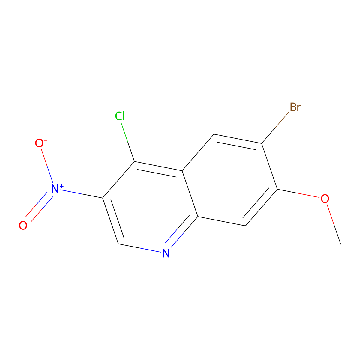 6-Bromo-4-chloro-7-methoxy-3-nitroquinoline molecular structure, CAS 2020090-85-9