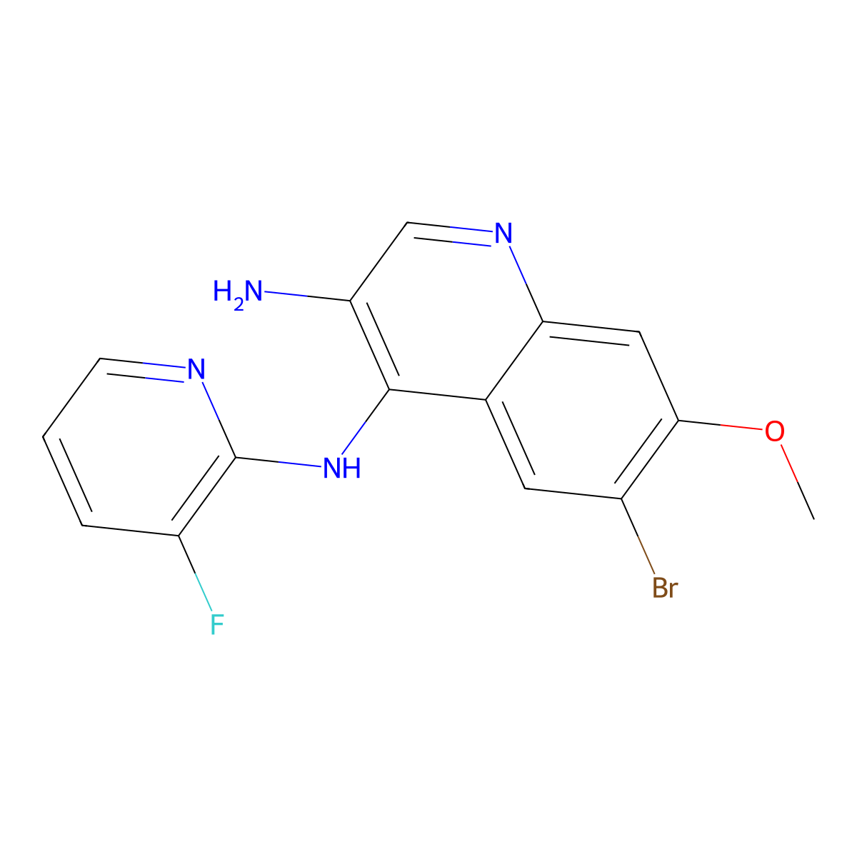 6-Bromo-N4-(3-fluoropyridin-2-YL)-7-methoxyquinoline-3,4-diamine molecular structure, CAS 2020090-87-1