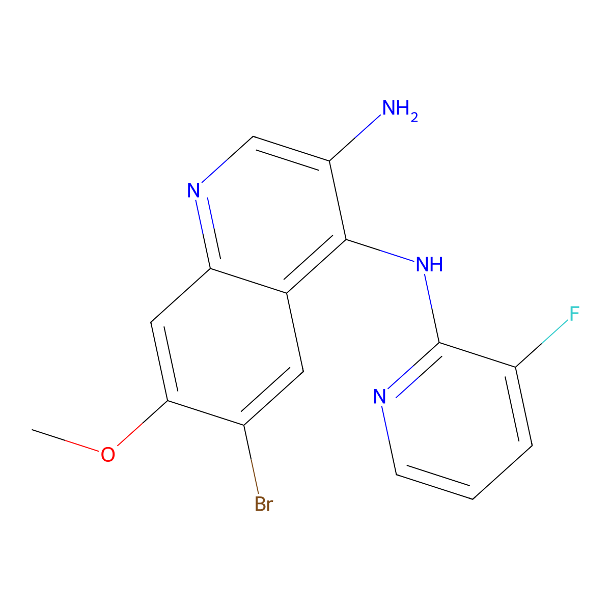 6-Bromo-N4-(3-fluoropyridin-2-YL)-7-methoxyquinoline-3,4-diamine molecular structure, CAS 2020090-87-1