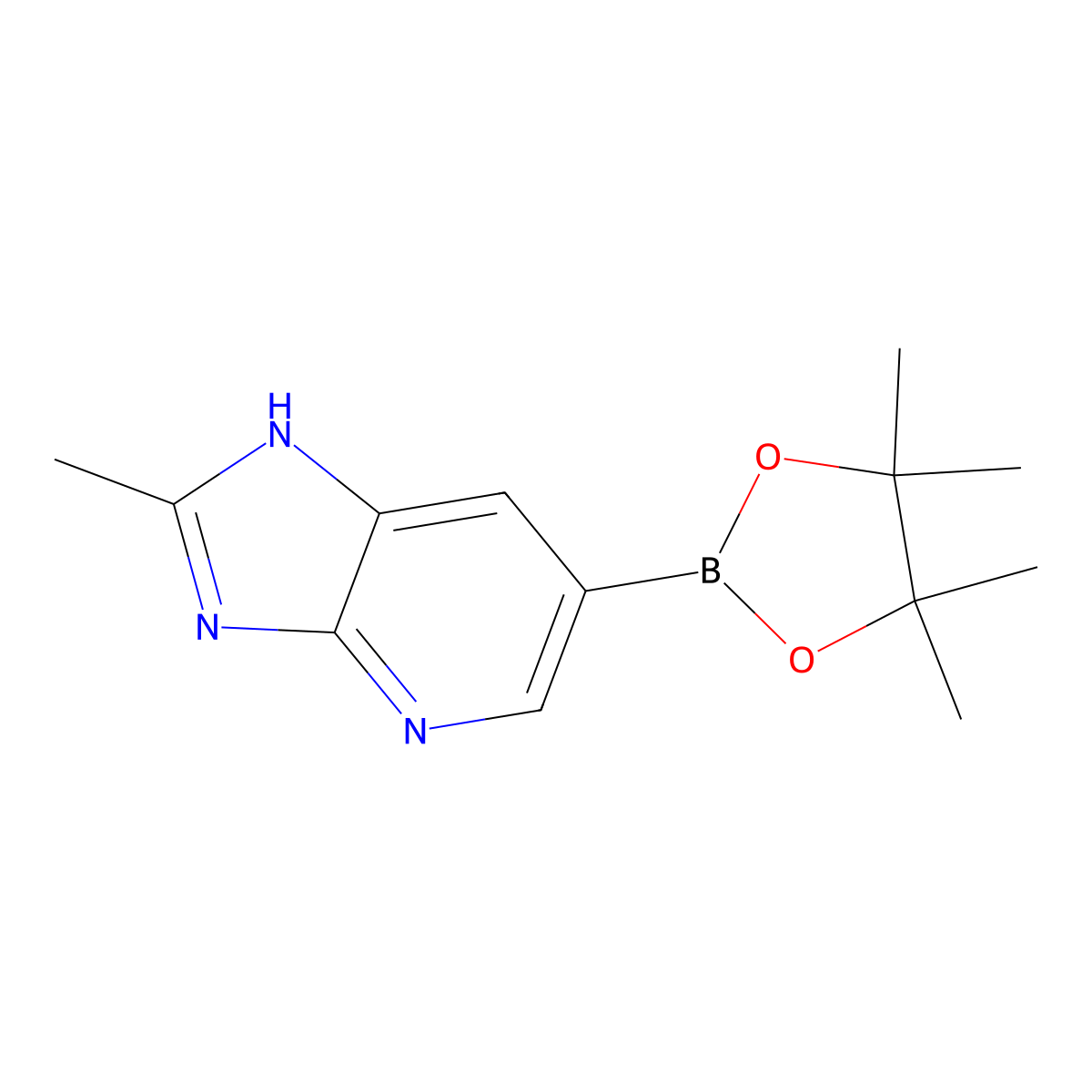 2-Methyl-6-(tetramethyl-1,3,2-dioxaborolan-2-yl)-1H-imidazo[4,5-b]pyridine molecular structure, CAS 2020091-11-4