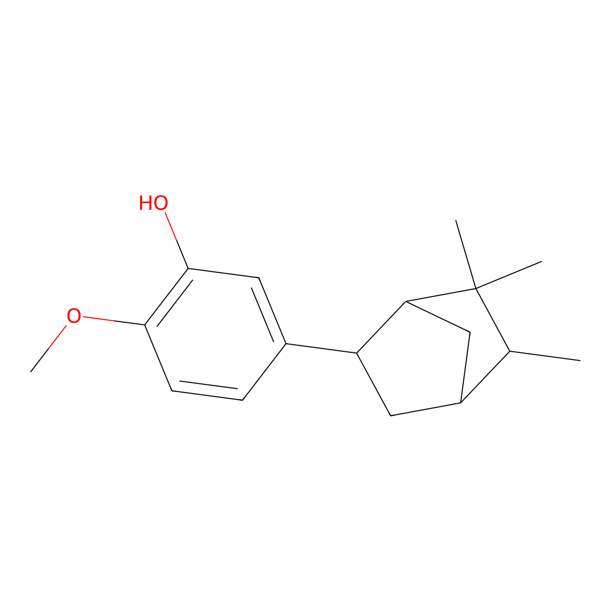 Phenol, 2-methoxy-5-(5,6,6-trimethylbicyclo[2.2.1]hept-2-yl)- molecular structure, CAS 20201-72-3