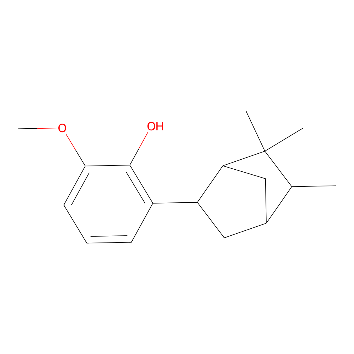 Phenol, 2-methoxy-6-(5,6,6-trimethylbicyclo(2.2.1)hept-2-yl)- molecular structure, CAS 20201-75-6