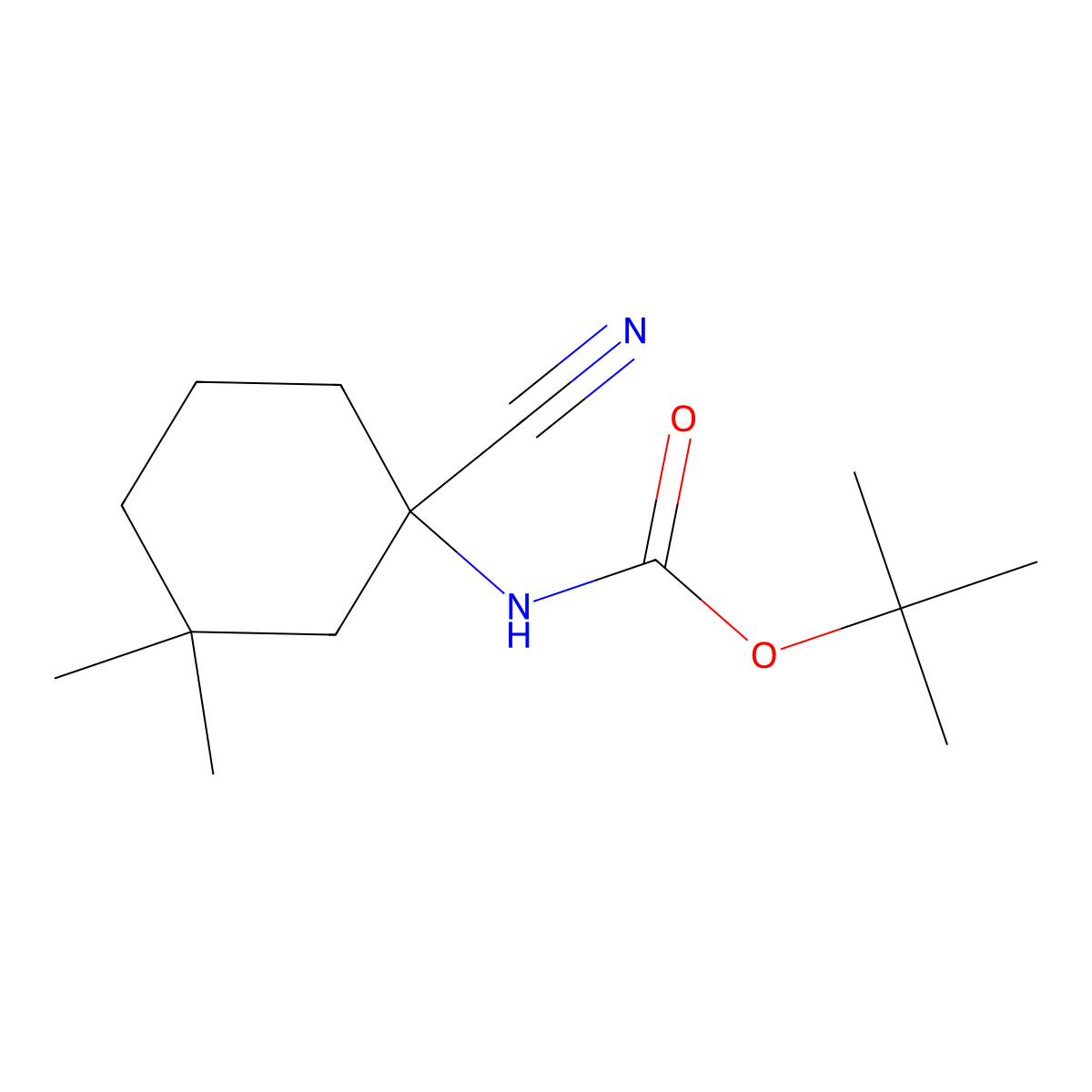 tert-butyl N-(1-cyano-3,3-dimethylcyclohexyl)carbamate molecular structure, CAS 2020136-72-3