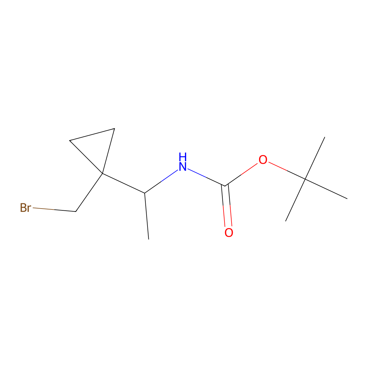 tert-butyl N-{1-[1-(bromomethyl)cyclopropyl]ethyl}carbamate molecular structure, CAS 2020253-09-0
