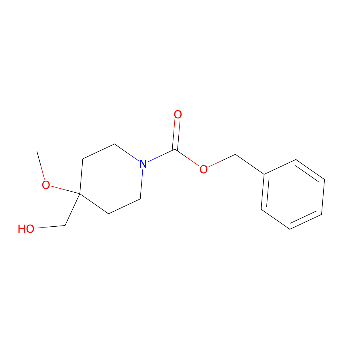 Benzyl 4-(hydroxymethyl)-4-methoxypiperidine-1-carboxylate molecular structure, CAS 2020280-92-4