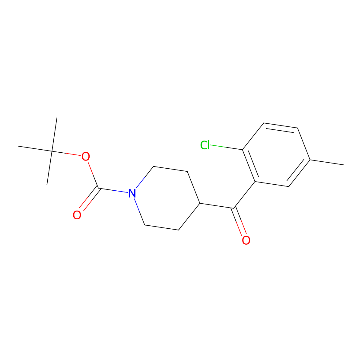 1,1-Dimethylethyl 4-(2-chloro-5-methylbenzoyl)-1-piperidinecarboxylate molecular structure, CAS 2020288-91-7