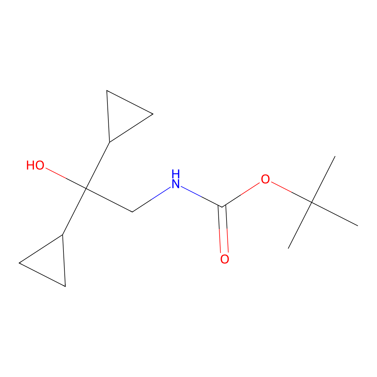 tert-butyl N-(2,2-dicyclopropyl-2-hydroxyethyl)carbamate molecular structure, CAS 2020296-25-5