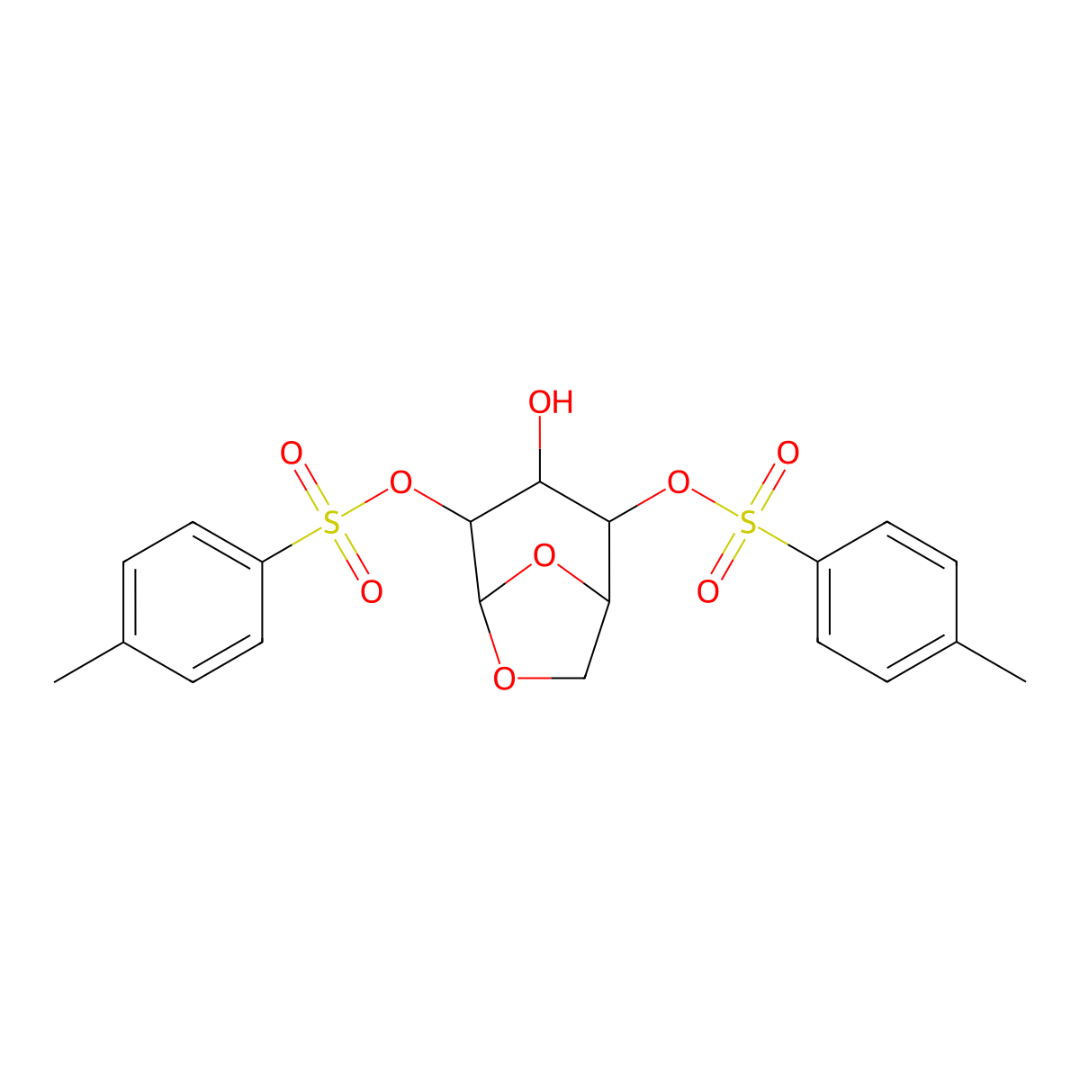 [3-Hydroxy-4-(4-methylphenyl)sulfonyloxy-6,8-dioxabicyclo[3.2.1]octan-2-yl] 4-methylbenzenesulfonate molecular structure, CAS 20204-80-2