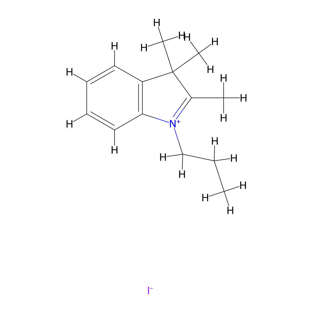 2,3,3-Trimethyl-1-propyl-3H-indolium iodide molecular structure, CAS 20205-29-2