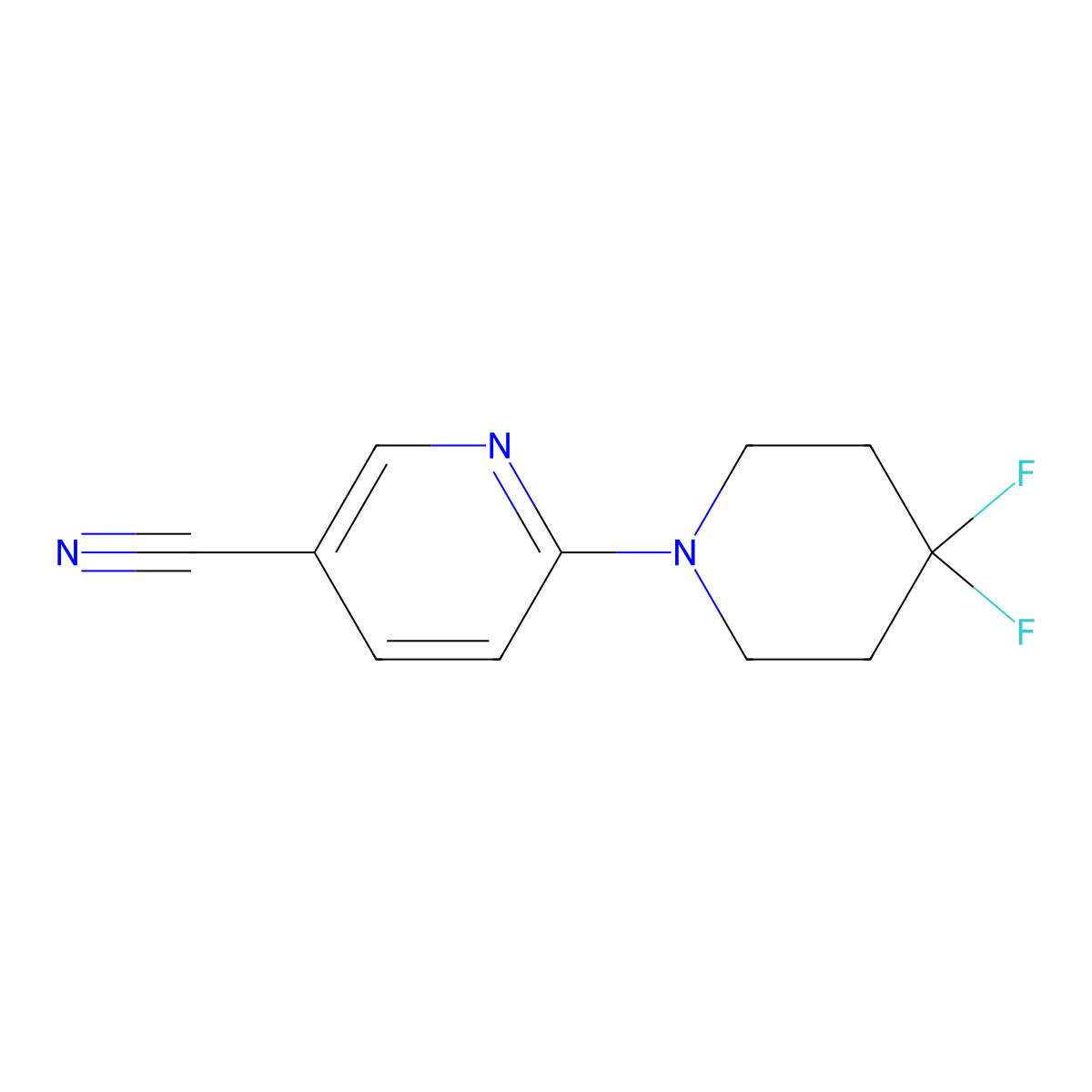 6-(4,4-Difluoropiperidin-1-yl)nicotinonitrile molecular structure, CAS 2020572-61-4
