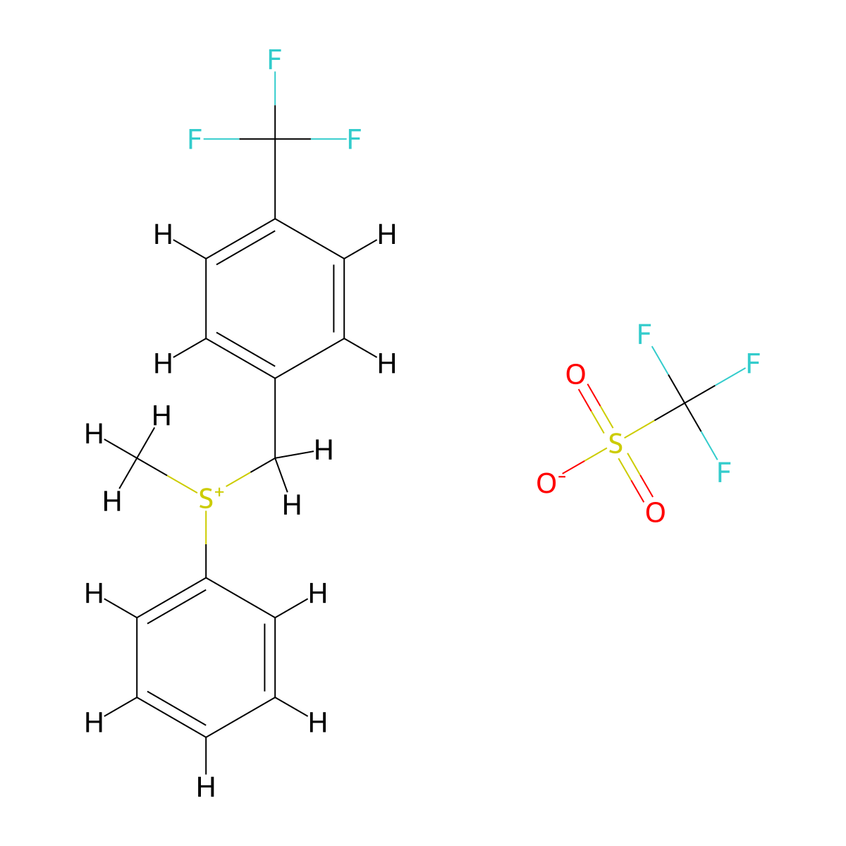Methyl(phenyl){[4-(trifluoromethyl)phenyl]methyl}sulfanium trifluoromethanesulfonate molecular structure, CAS 202061-92-5