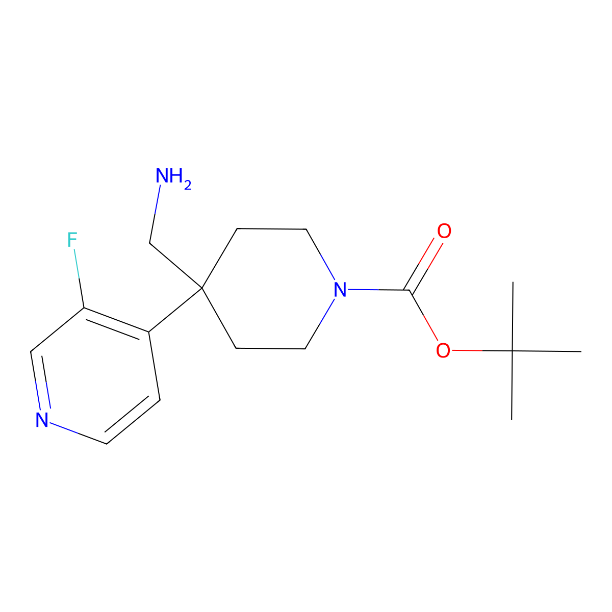 Tert-butyl 4-(aminomethyl)-4-(3-fluoropyridin-4-yl)piperidine-1-carboxylate molecular structure, CAS 2020618-36-2
