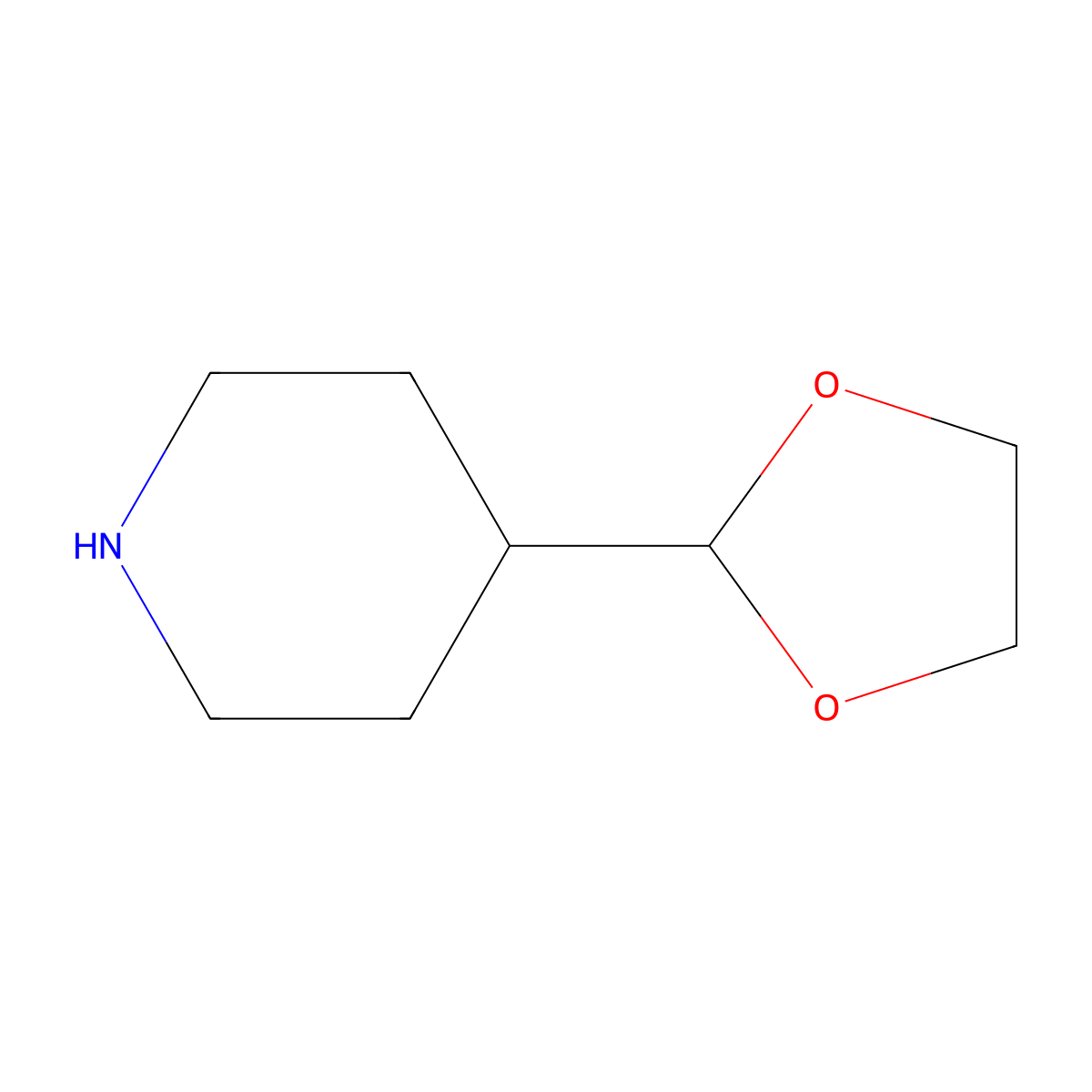 4-(1,3-Dioxolan-2-yl)piperidine molecular structure, CAS 202062-80-4