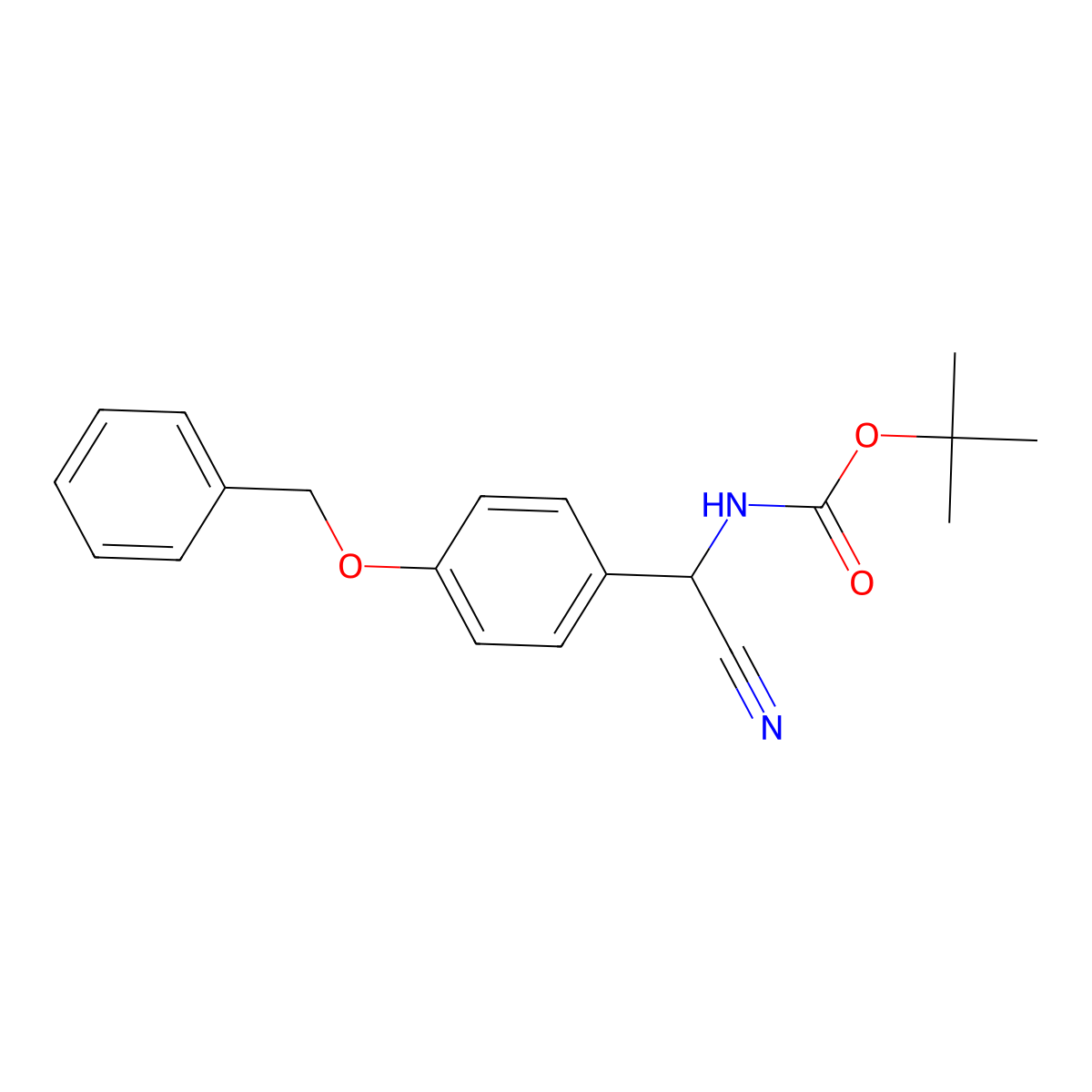 tert-butyl N-{[4-(benzyloxy)phenyl](cyano)methyl}carbamate molecular structure, CAS 2020694-40-8