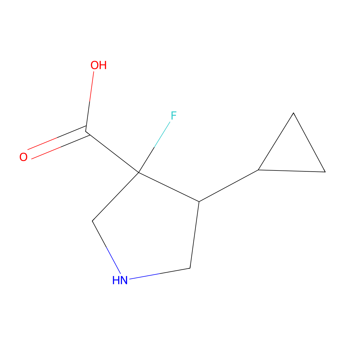 4-Cyclopropyl-3-fluoropyrrolidine-3-carboxylic acid molecular structure, CAS 2020761-80-0