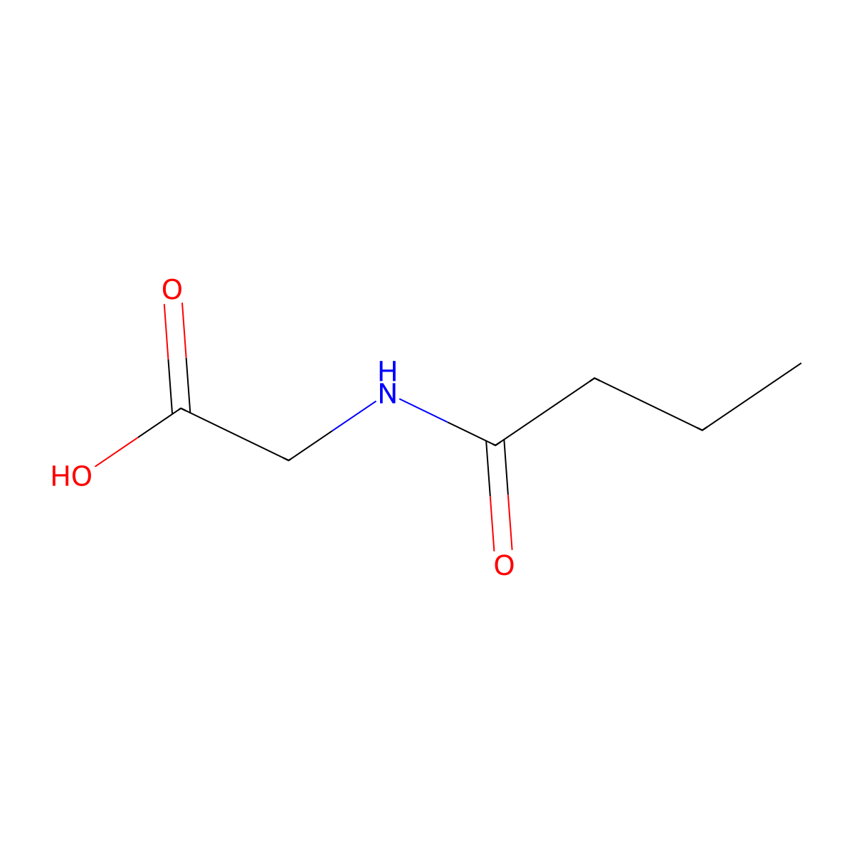 Butyrylglycine molecular structure, CAS 20208-73-5