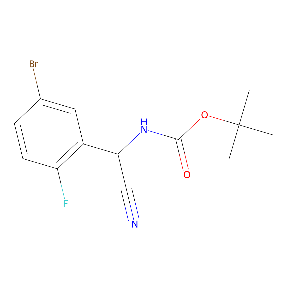 tert-butyl N-[(5-bromo-2-fluorophenyl)(cyano)methyl]carbamate molecular structure, CAS 2020942-25-8