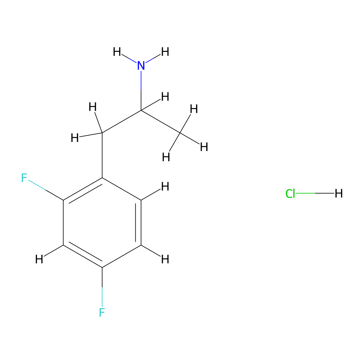 1-(2,4-Difluorophenyl)propan-2-amine hydrochloride molecular structure, CAS 2021-65-0