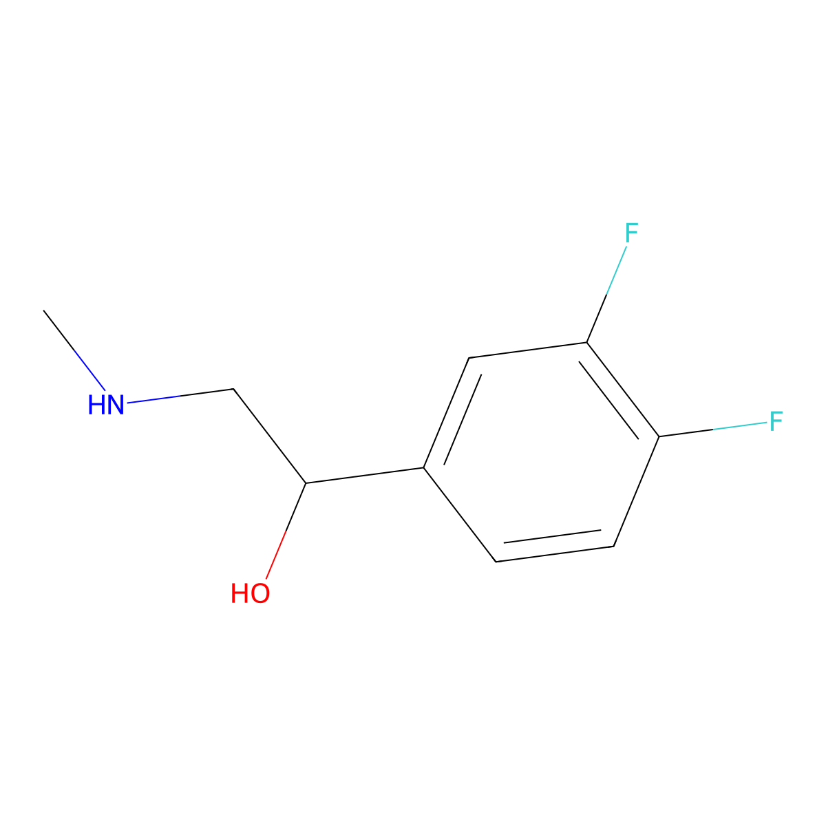 3,4-Difluoro-alpha-((methylamino)methyl)benzenemethanol molecular structure, CAS 2021-66-1