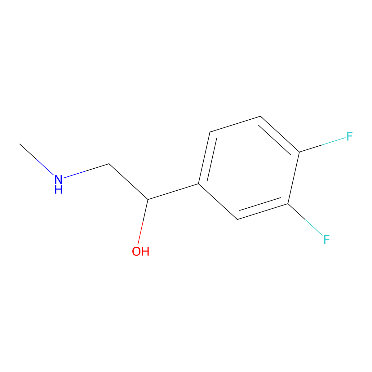 3,4-Difluoro-alpha-((methylamino)methyl)benzenemethanol molecular structure, CAS 2021-66-1