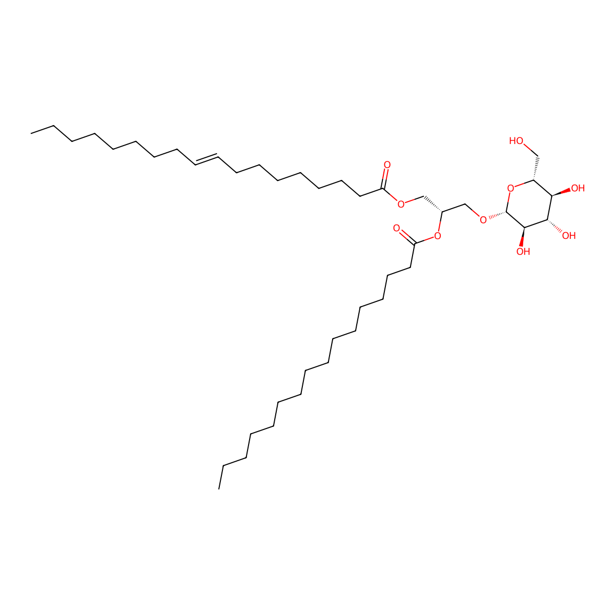 [(2S)-2-hexadecanoyloxy-3-[(2R,3R,4S,5S,6R)-3,4,5-trihydroxy-6-(hydroxymethyl)oxan-2-yl]oxypropyl] (E)-octadec-9-enoate molecular structure, CAS 2021179-21-3