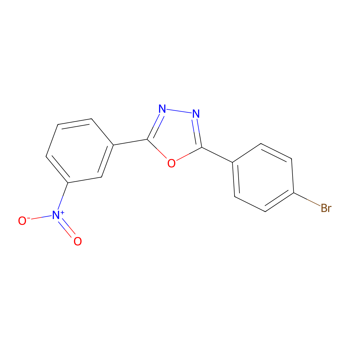 2-(4-Bromophenyl)-5-(3-nitrophenyl)-1,3,4-oxadiazole molecular structure, CAS 202118-38-5