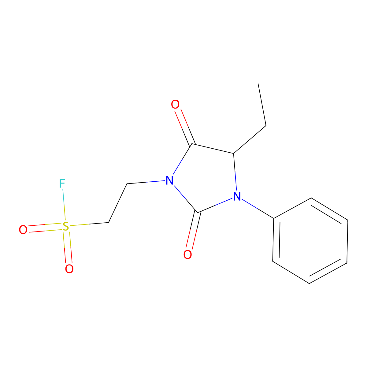 2-(4-Ethyl-2,5-dioxo-3-phenylimidazolidin-1-yl)ethane-1-sulfonyl fluoride molecular structure, CAS 202118-49-8