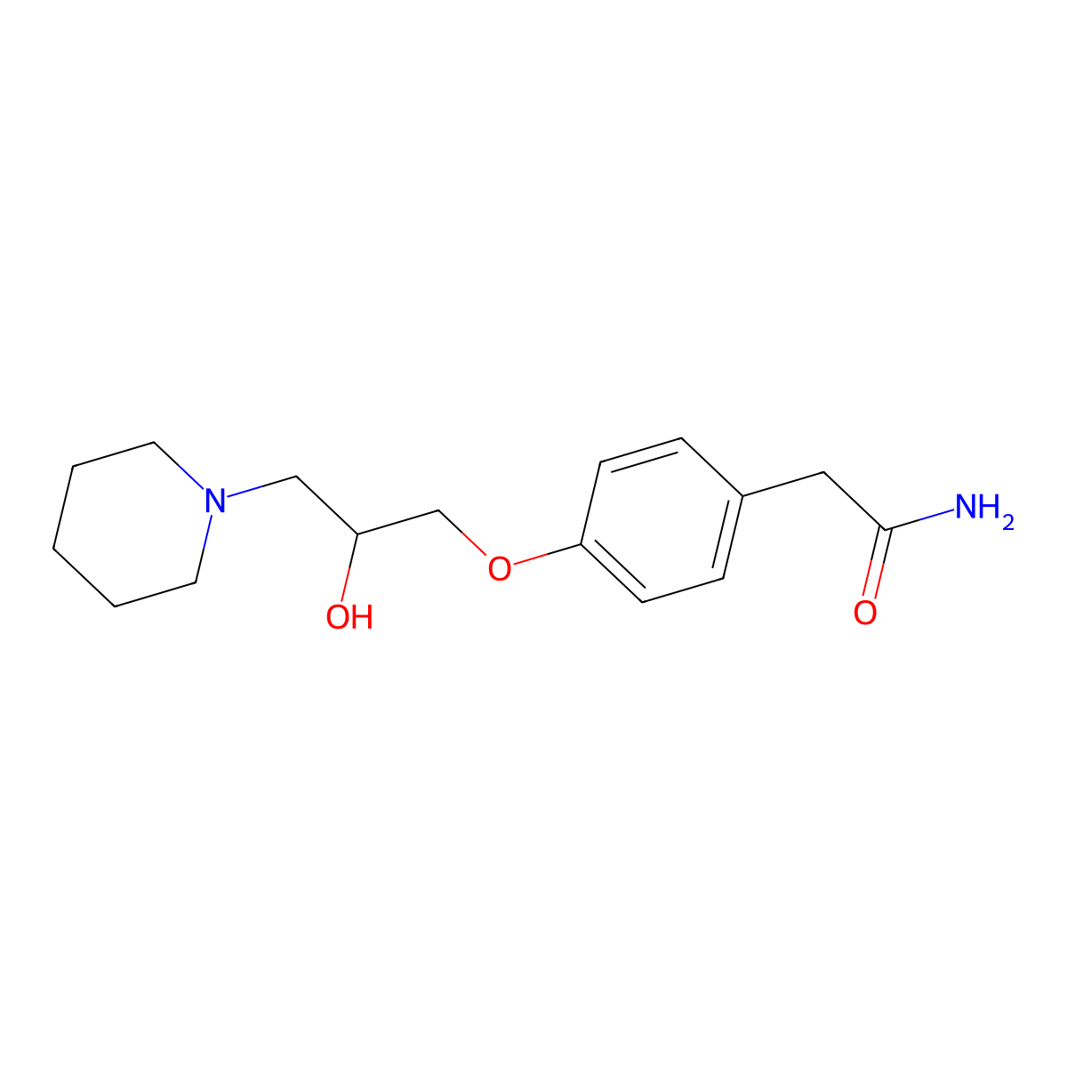 2-{4-[2-Hydroxy-3-(piperidin-1-yl)propoxy]phenyl}acetamide molecular structure, CAS 202118-57-8