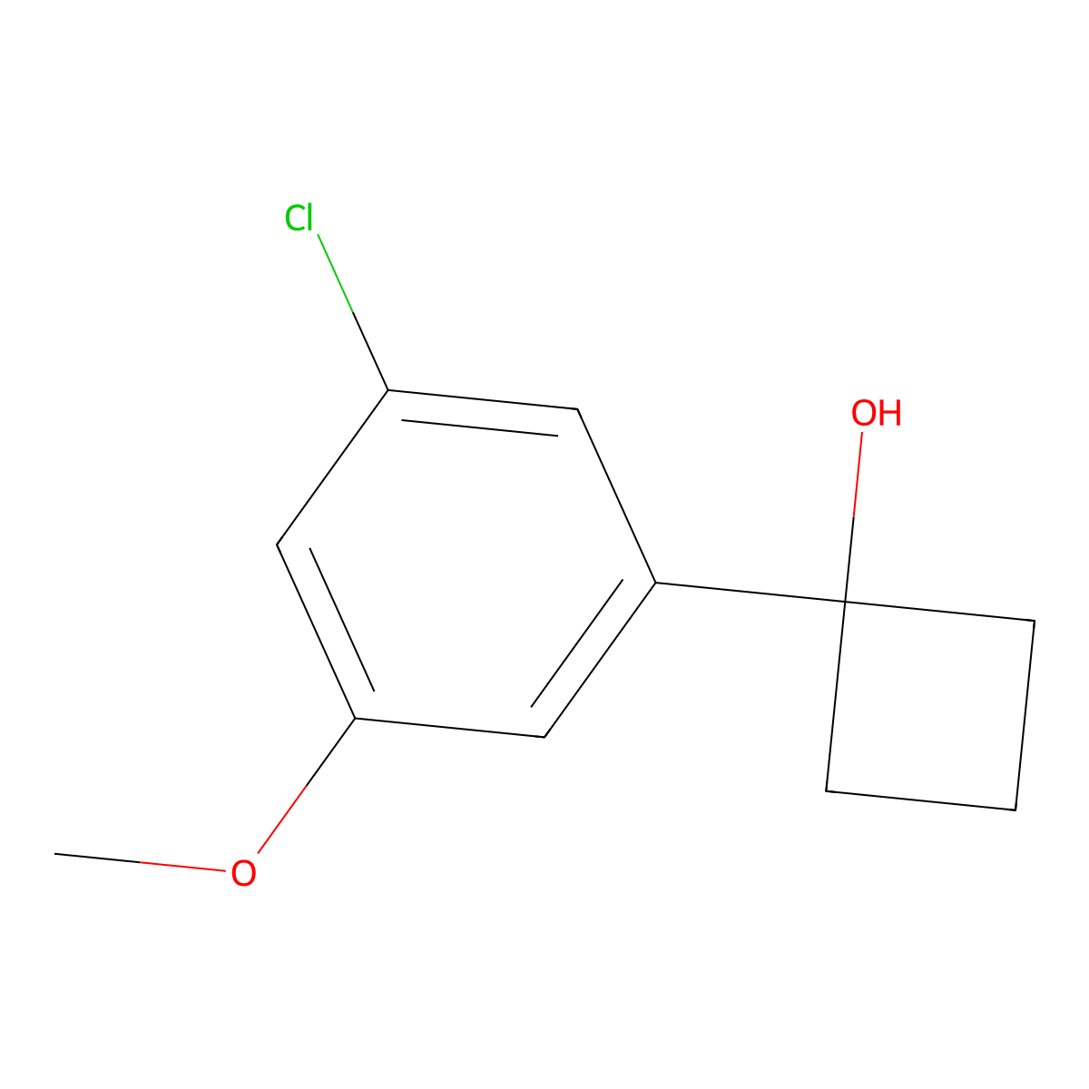 1-(3-Chloro-5-methoxyphenyl)cyclobutanol molecular structure, CAS 2021180-72-1