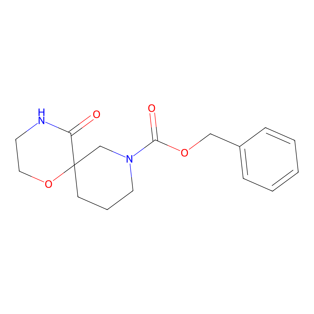Benzyl 5-oxo-1-oxa-4,8-diazaspiro[5.5]undecane-8-carboxylate molecular structure, CAS 2021182-90-9