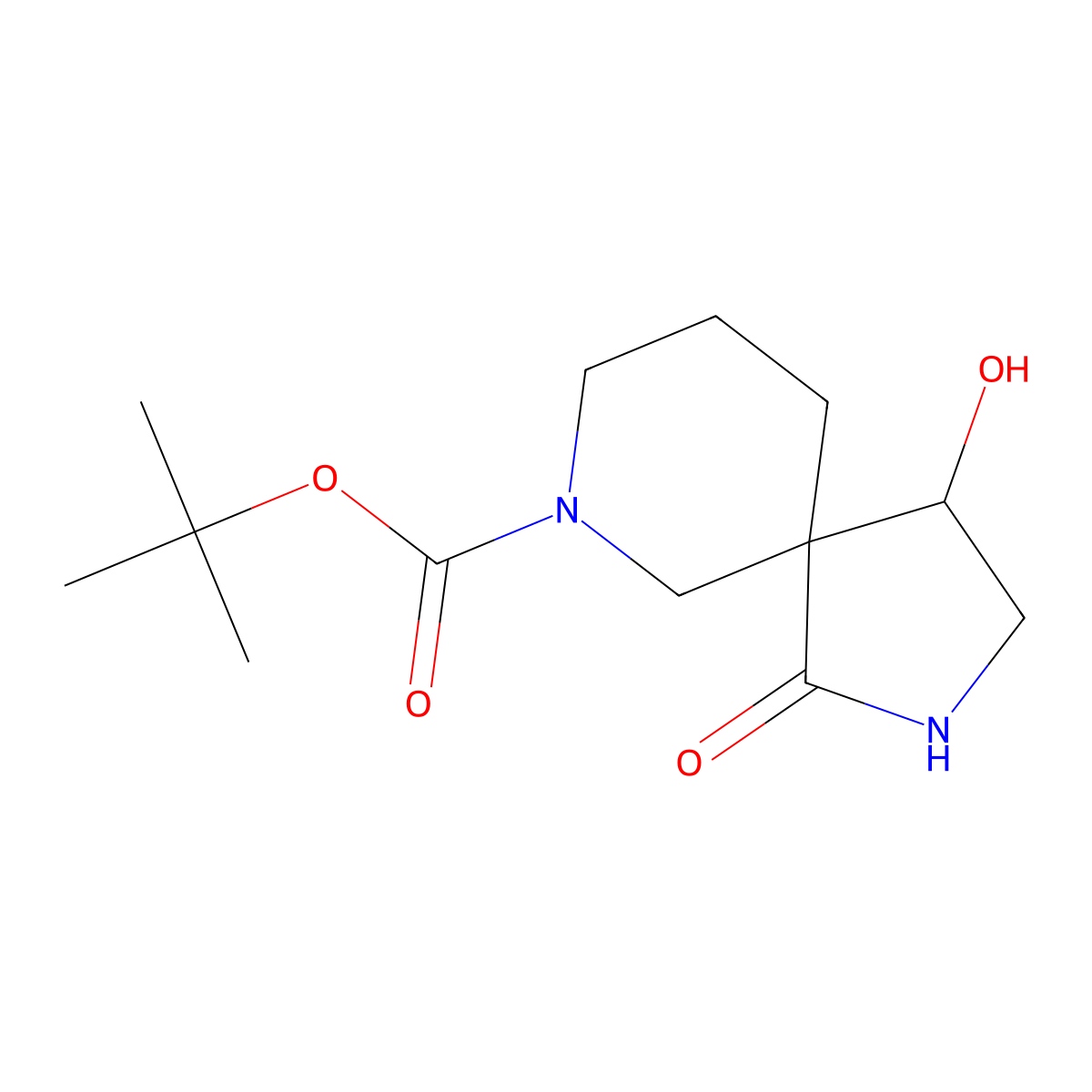 tert-Butyl 4-hydroxy-1-oxo-2,7-diazaspiro[4.5]decane-7-carboxylate molecular structure, CAS 2021182-98-7