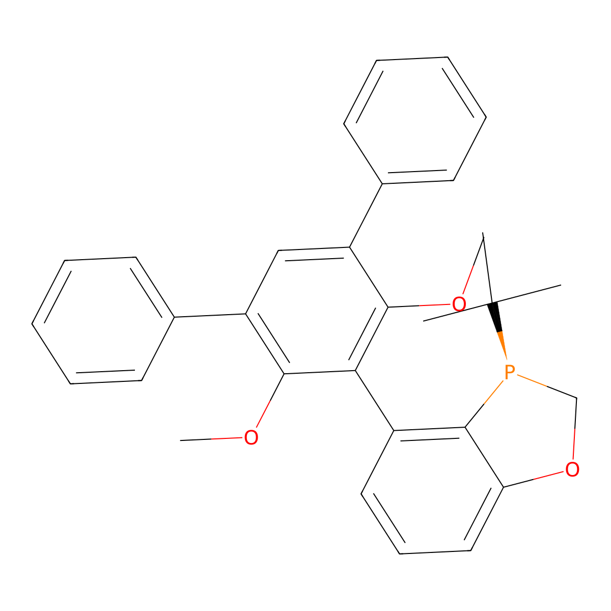 (S)-3-(tert-Butyl)-4-(4',6'-dimethoxy-[1,1':3',1''-terphenyl]-5'-yl)-2,3-dihydrobenzo[d][1,3]oxaphosphole molecular structure, CAS 2021201-99-8