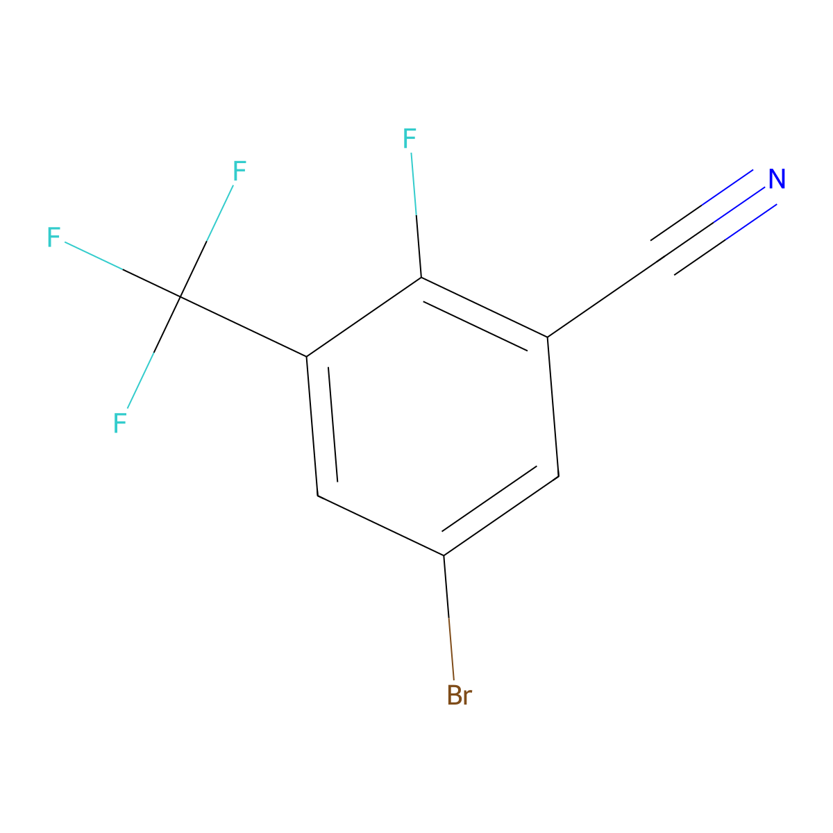 5-Bromo-2-fluoro-3-(trifluoromethyl)benzonitrile molecular structure, CAS 2021202-81-1