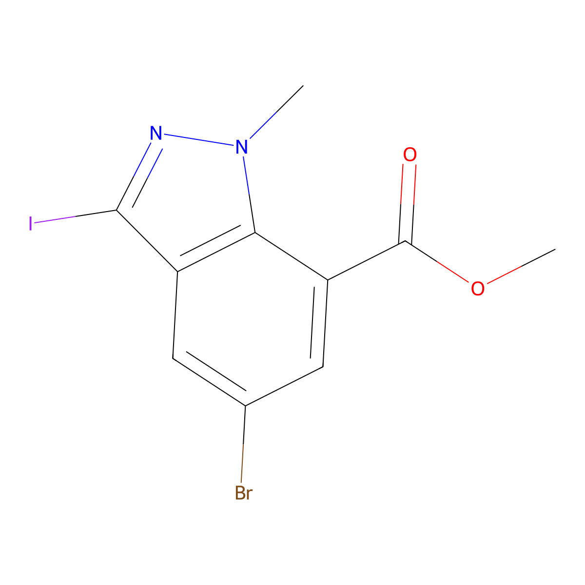 Methyl 5-bromo-3-iodo-1-methyl-1H-indazole-7-carboxylate molecular structure, CAS 2021202-84-4