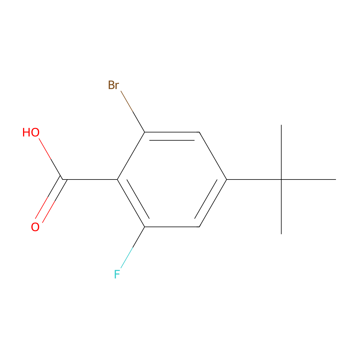 2-Bromo-4-(tert-butyl)-6-fluorobenzoic acid molecular structure, CAS 2021203-09-6