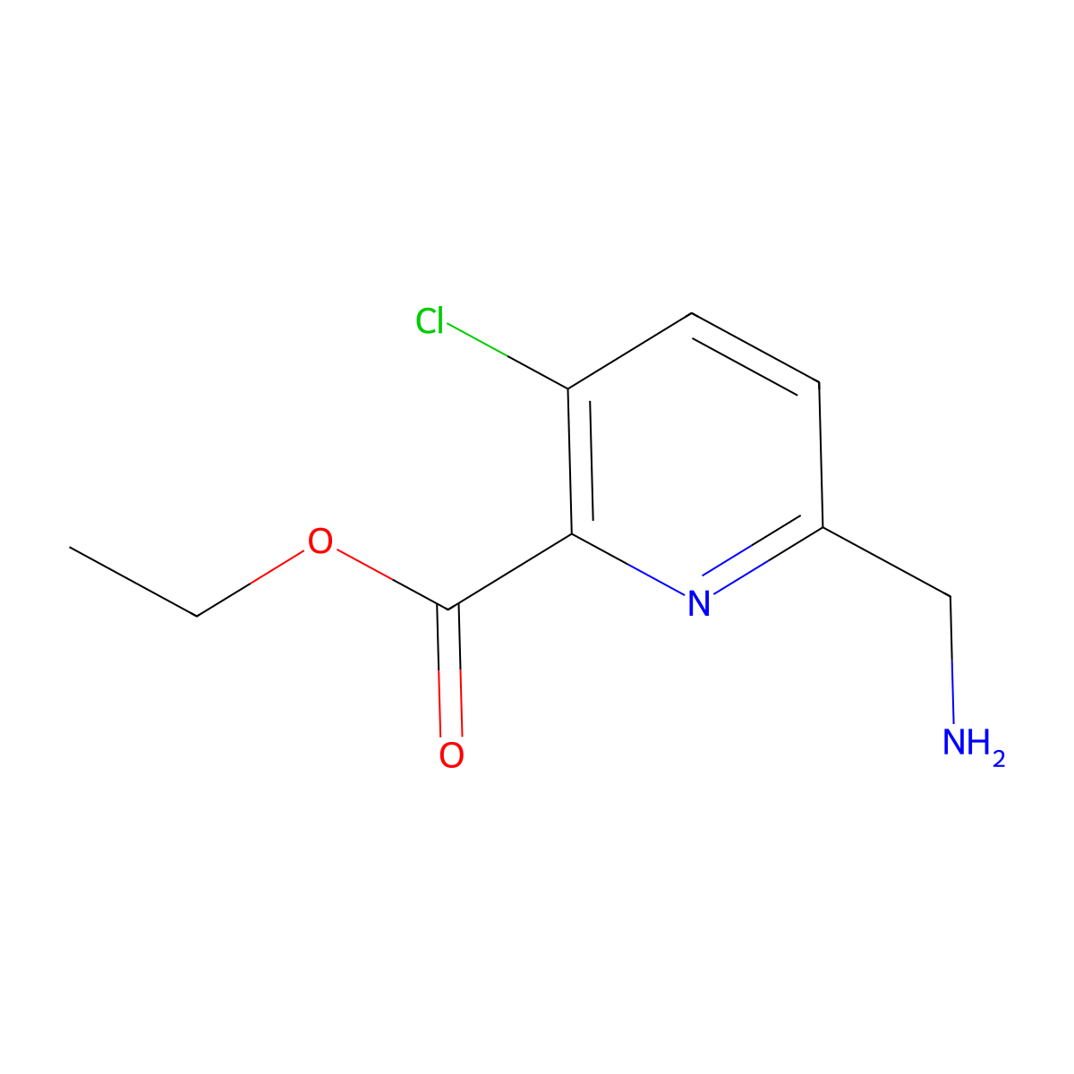 Ethyl 6-(aminomethyl)-3-chloropyridine-2-carboxylate molecular structure, CAS 2021236-20-2